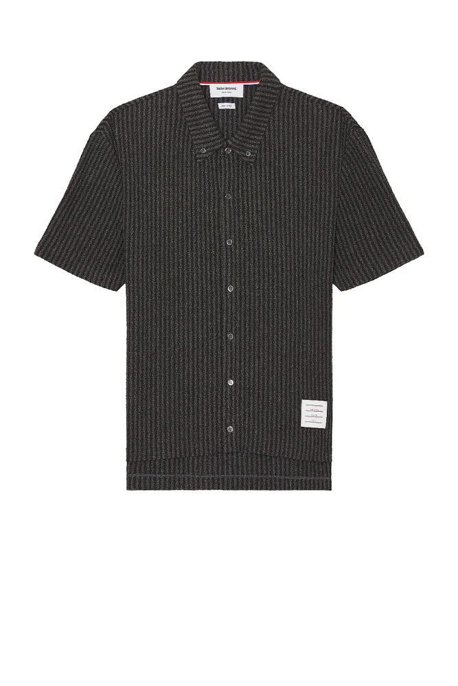 Thom Browne Short Sleeve Button Down Shirt in Charcoal Cover