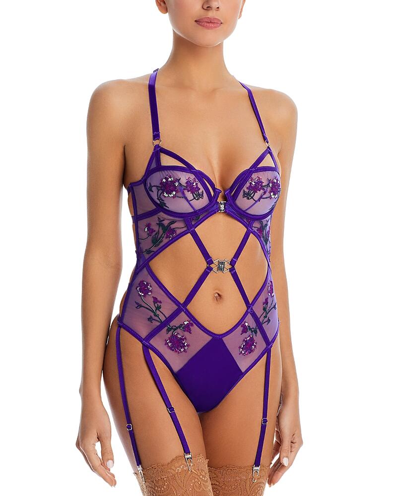 Thistle and Spire Dryad Embroidered Mesh Underwire Thong Bodysuit Cover