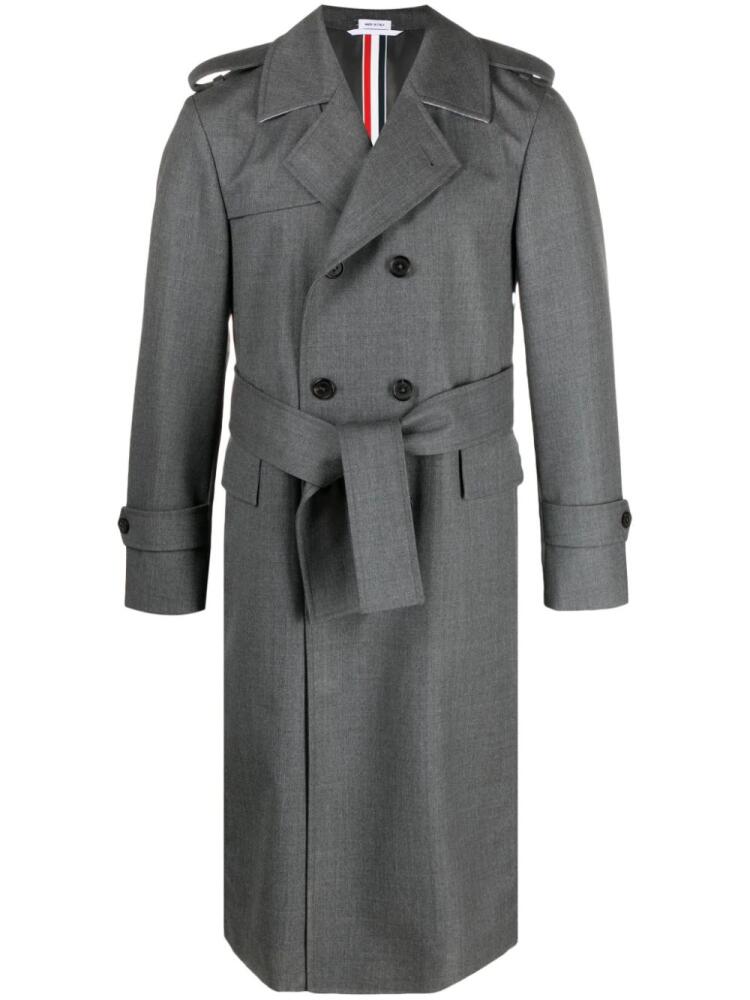 Thom Browne wool double-breasted trench coat - Grey Cover