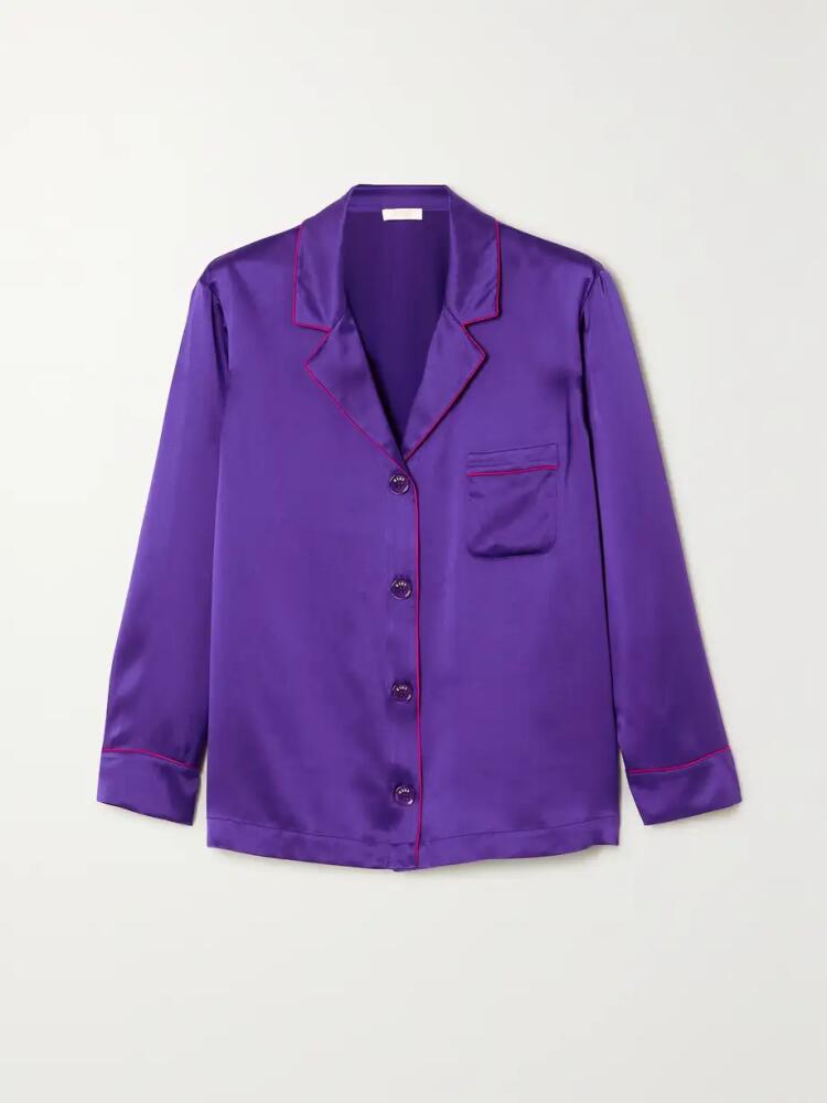 Eres - Colorama Piped Silk-satin Pajama Shirt - Purple Cover