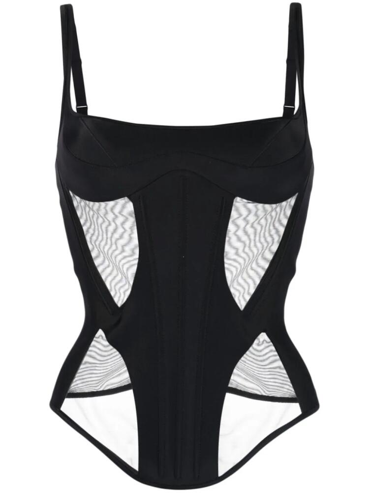 Mugler Illusion semi-sheer corset top - Black Cover