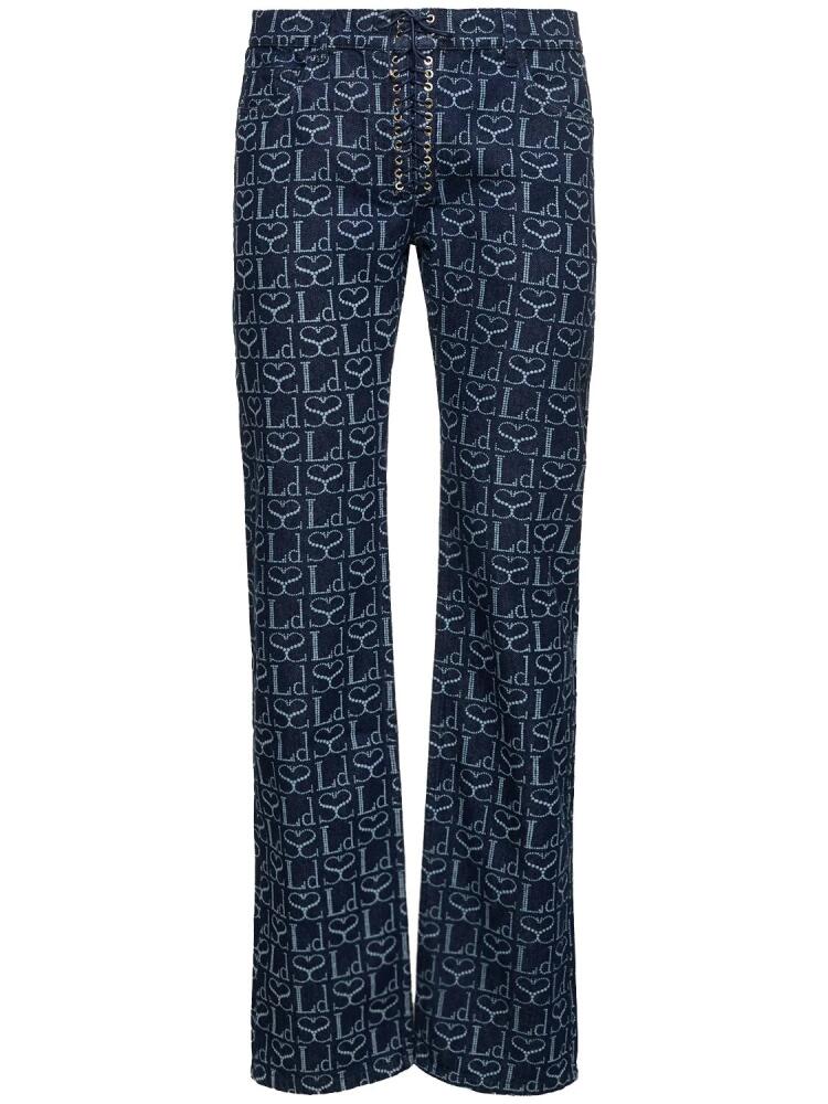 LUDOVIC DE SAINT SERNIN Monogram Cotton Denim Straight Jeans Cover