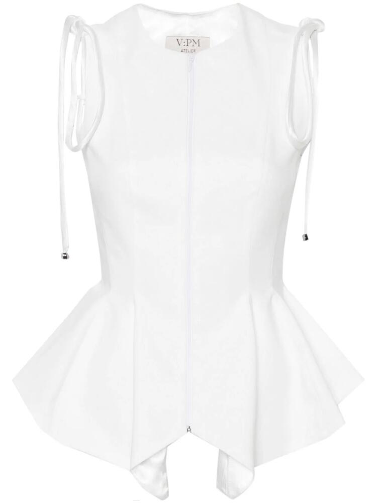 V:PM ATELIER Koa strap-detail peplum top - White Cover