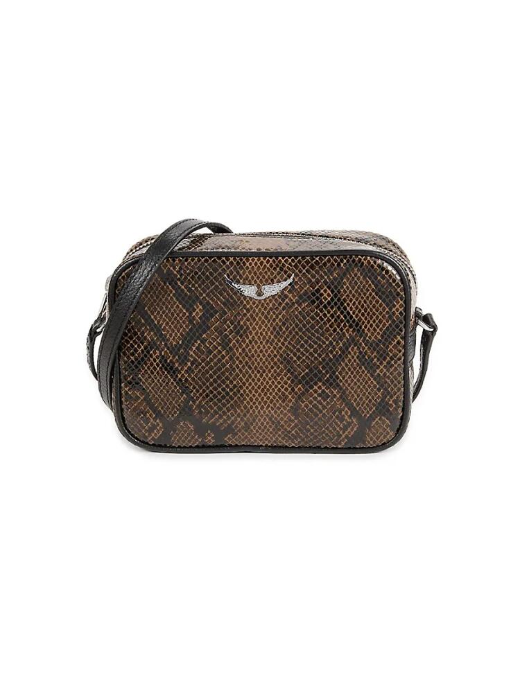 Zadig & Voltaire Women's Small Python Embossed Leather Boxy Shoulder Bag - Taupe Cover