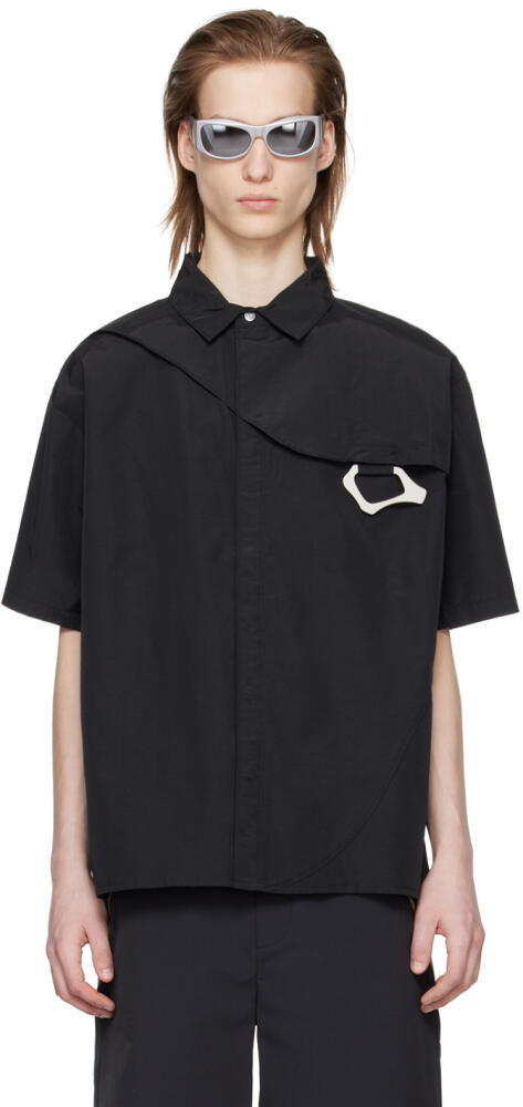 HELIOT EMIL Black Press-Stud Shirt Cover