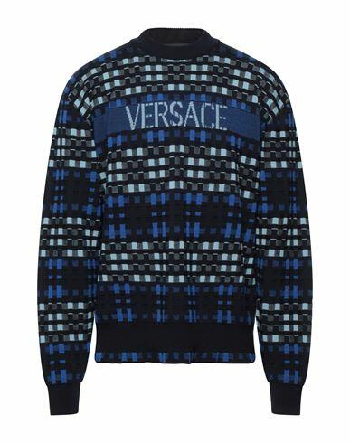 Versace Man Sweater Blue Virgin Wool Cover