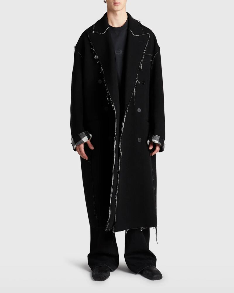 Balenciaga Men's Raw-Edge Overcoat Cover