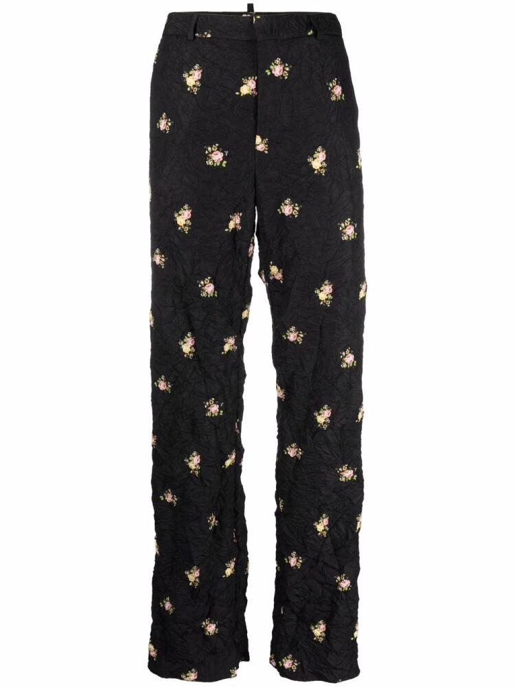 DSQUARED2 creased floral-print trousers - Black Cover