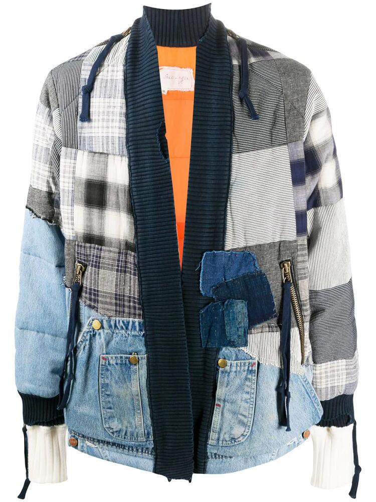 Greg Lauren patchwork bomber jacket - Blue Cover