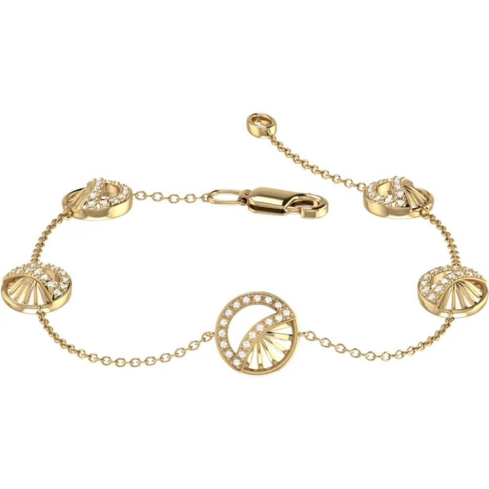 LuvMyJewelry Moon Phases Sterling Silver Diamond Bracelet in 14Kt Gold Vermeil On Sterling Cover