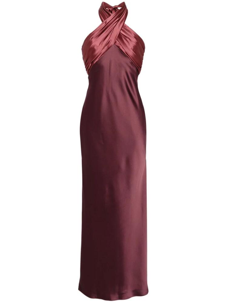 Amsale satin halter gown - Red Cover