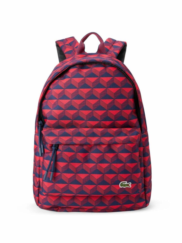 Lacoste geometric-print logo-appliqué backpack - Red Cover