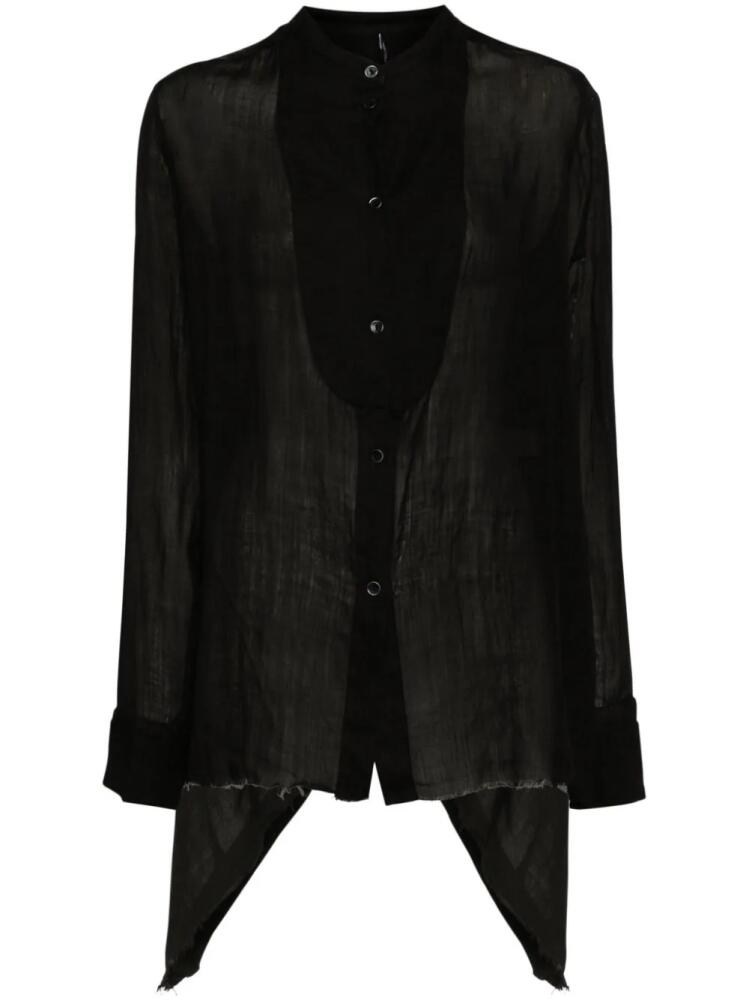 Masnada band-collar raw-cut hem shirt - Black Cover