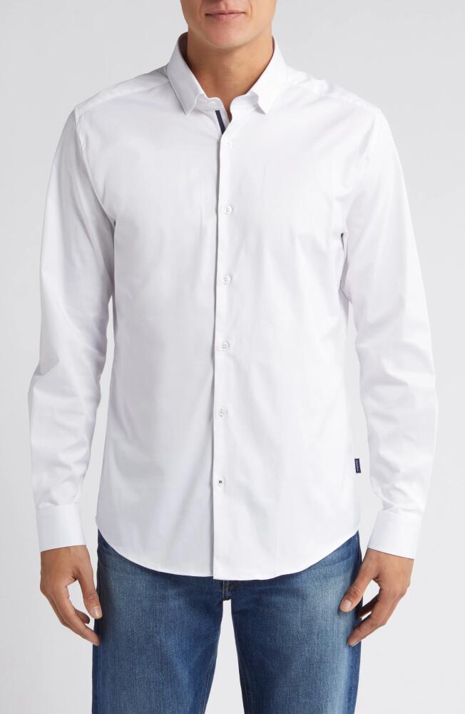 Stone Rose Solid White DryTouch Performance Button-Up Shirt Cover