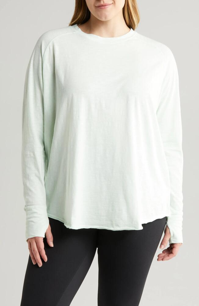 zella Relaxed Washed Cotton Long Sleeve T-Shirt in Green Glimmer Cover