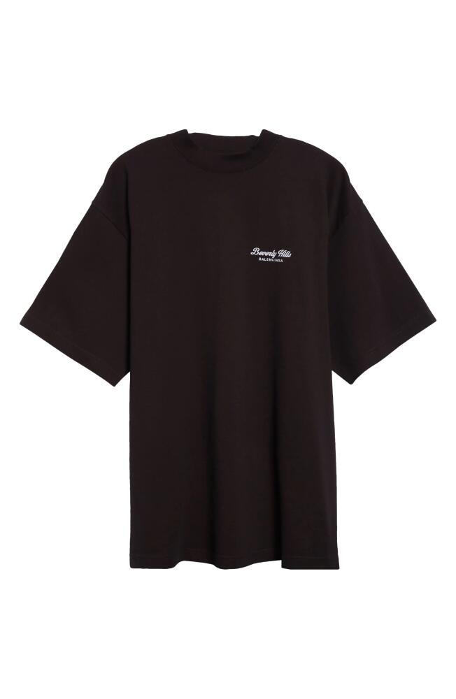 Balenciaga Beverly Hills Medium Fit Embroidered Cotton T-Shirt in 9034 Washed Black/White Cover