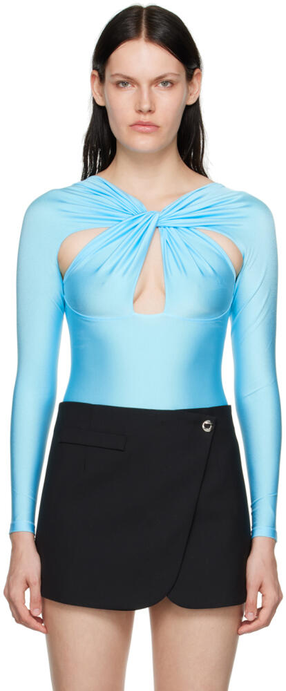 Coperni Blue Draped Bodysuit Cover