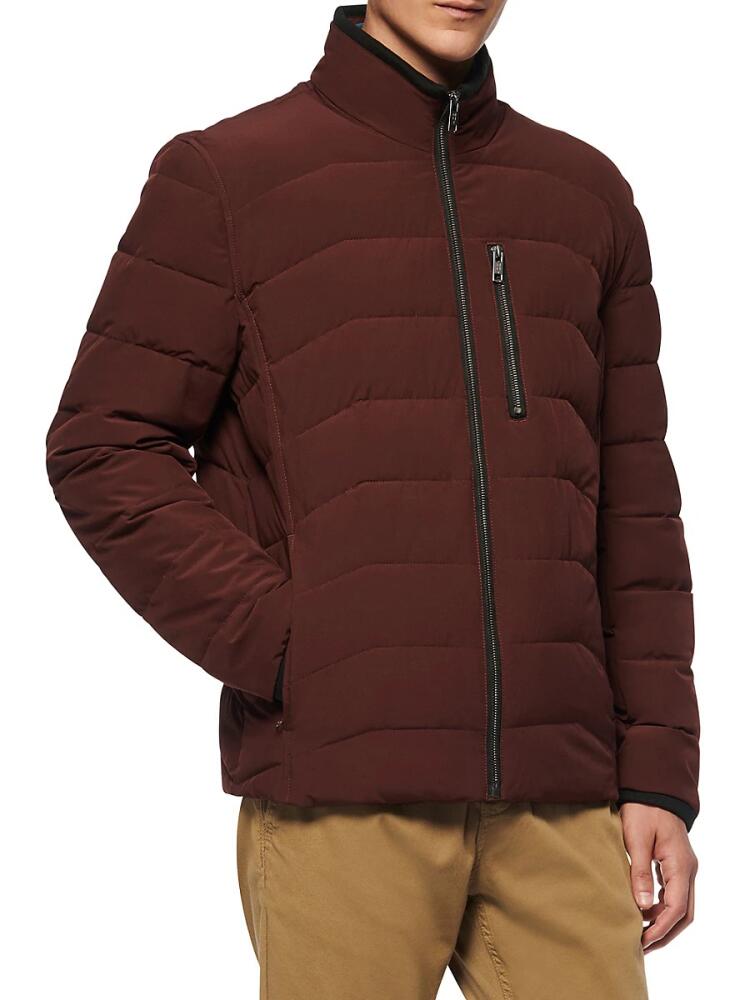 Andrew Marc Men's Carlisle Quilted Packable Mockneck Zip Jacket - Oxblood Cover