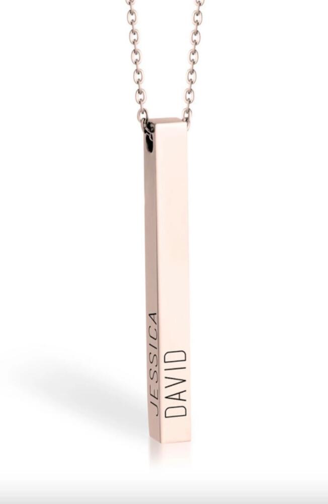 MELANIE MARIE Personalized Bar Pendant Necklace in Rose Gold Plated Cover