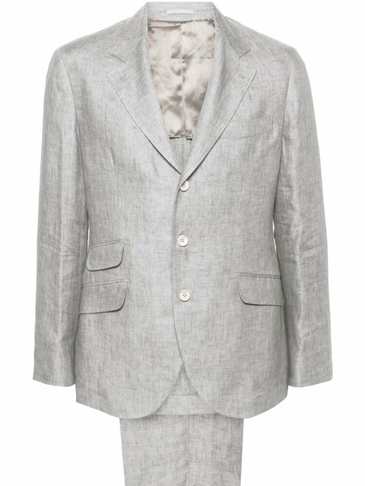 Brunello Cucinelli single-breasted linen suit - Grey Cover