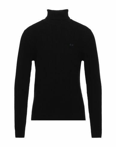 Sun 68 Man Turtleneck Black Merino Wool, Cotton Cover