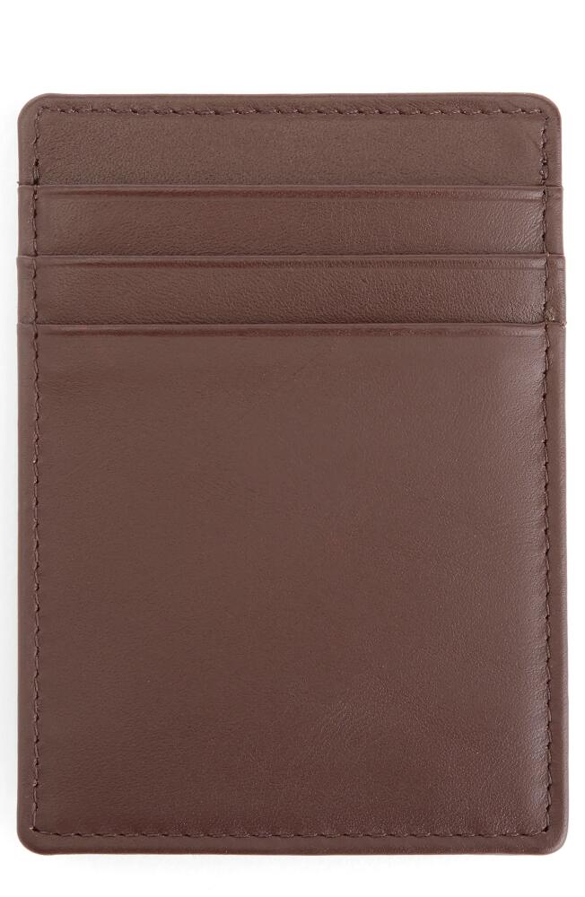 ROYCE New York Personalized Magnetic Money Clip Card Case in Brown- Gold Foil Cover