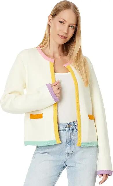 English Factory Color Block Sweater Cardigan (Off-White) Women's Sweater Cover