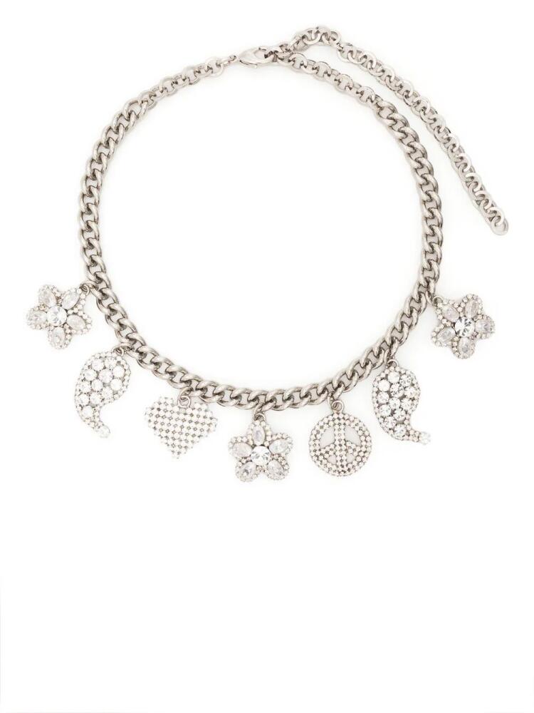 Alessandra Rich crystal-embellished charm necklace - Silver Cover