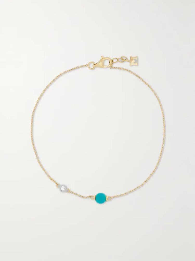 Mateo - Dot 14-karat Gold, Turquoise And Diamond Bracelet - Blue Cover