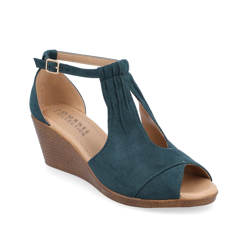 Journee Collection Wide Width Kedzie Wedge Sandal | Women's | Blue Cover