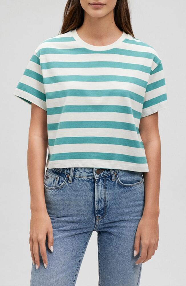 Mavi Jeans Stripe Short Sleeve Crop T-Shirt in Bristol Blue Stripe Cover