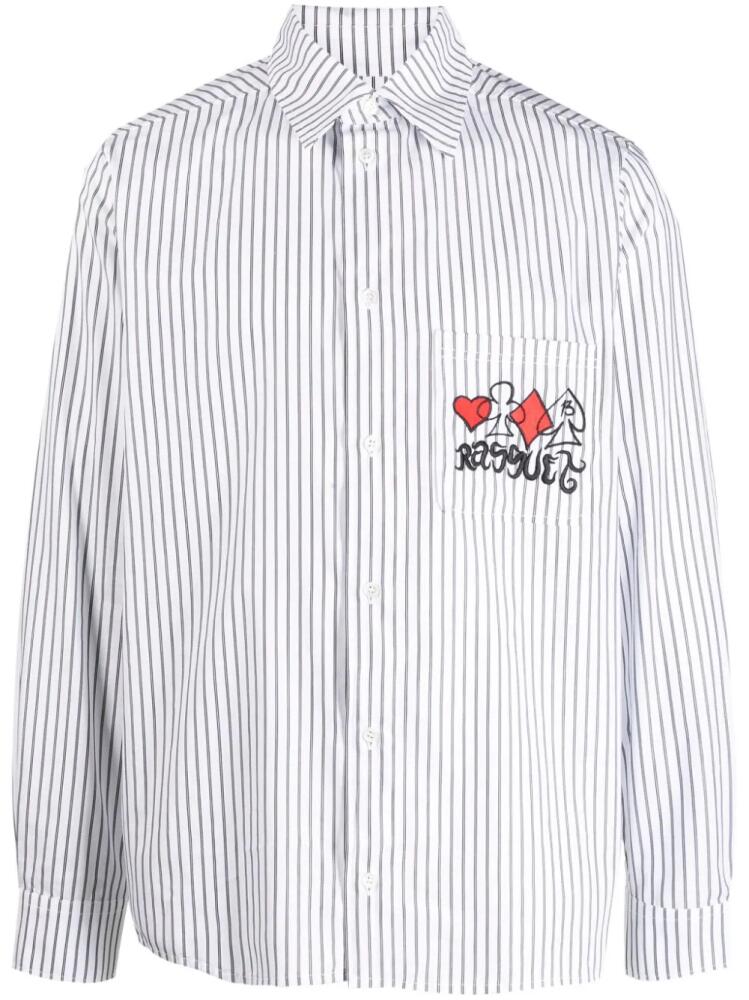 RASSVET logo-embroidered striped cotton shirt - White Cover