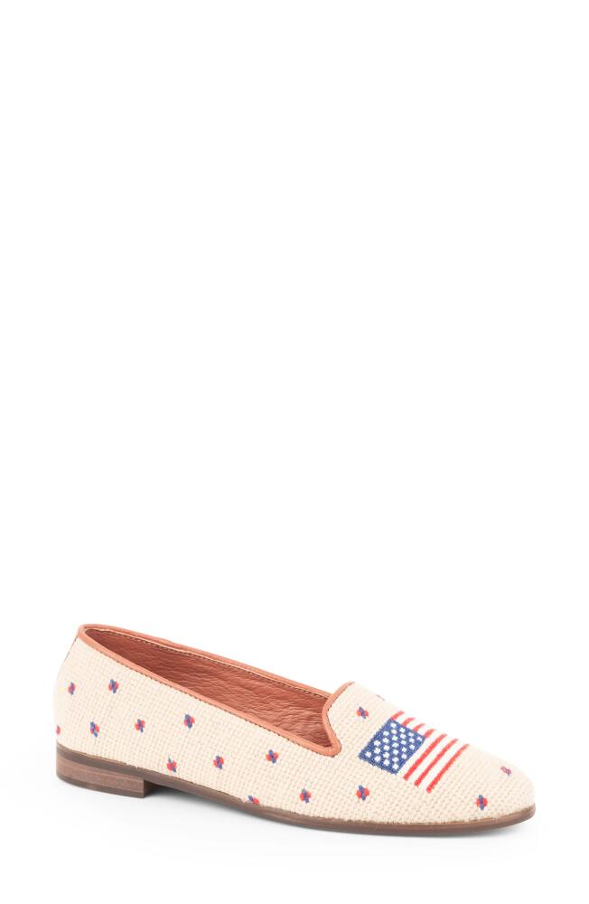 ByPaige Needlepoint American Flag Loafer in Tan Cover