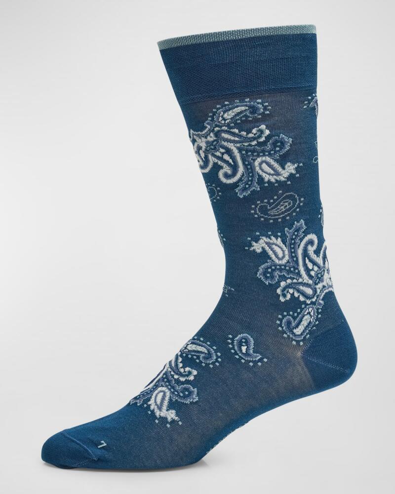 Marcoliani Men's Jali Pima Cotton Paisley Crew Socks Cover