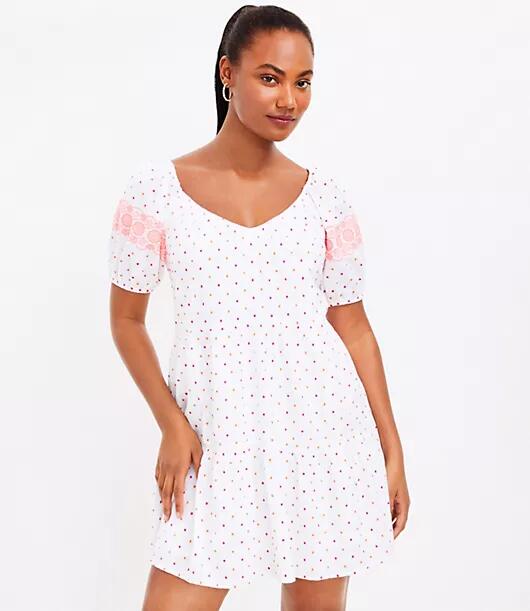 Loft Dot Embroidered Tiered Swing Dress Cover