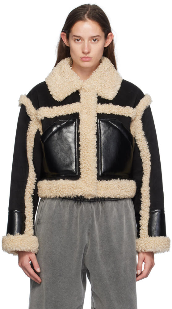 Stand Studio Black & Off-White Edith Faux-Shearling Jacket Cover