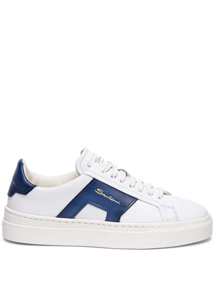 Santoni Double Buckle low-top leather sneakers - White Cover