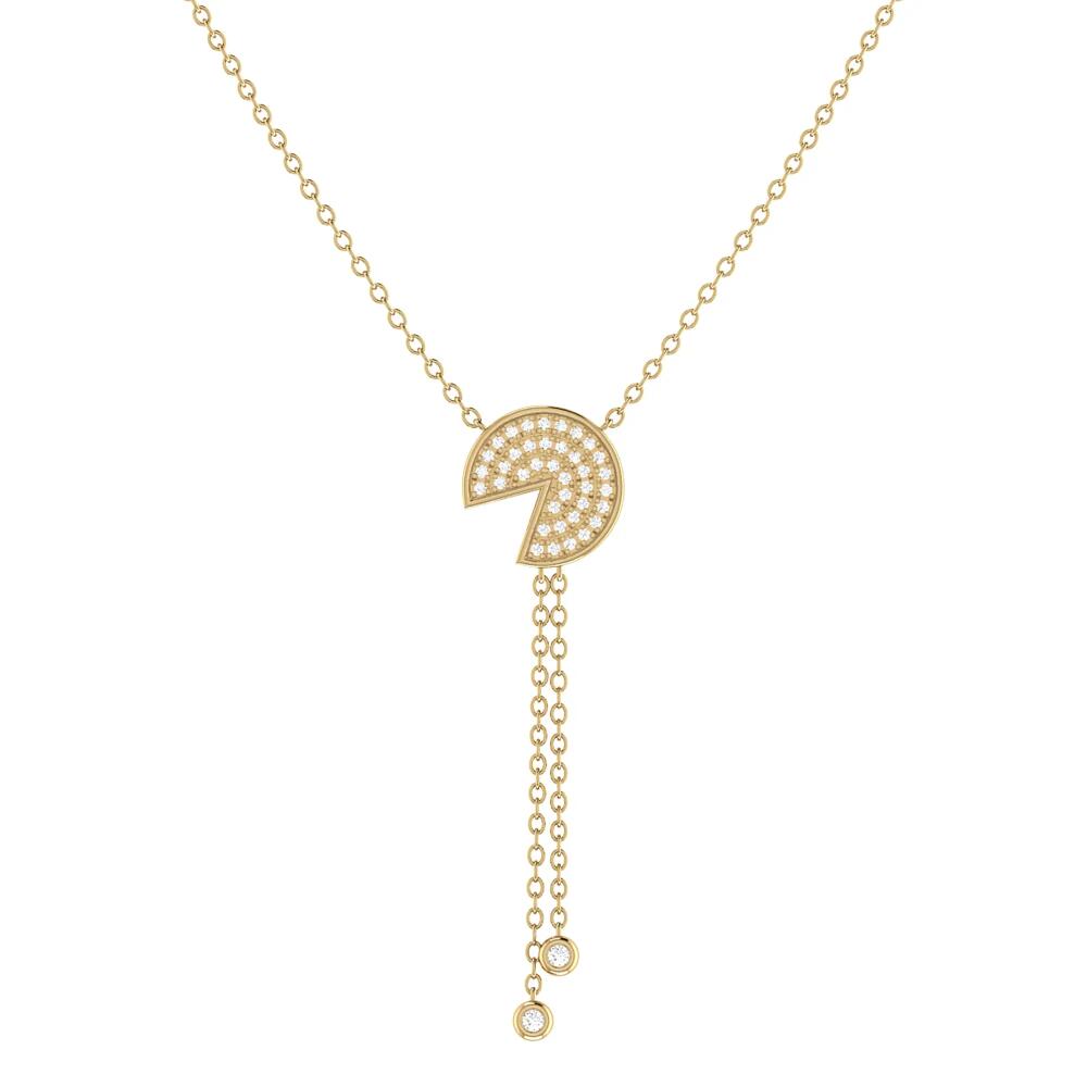 LuvMyJewelry Pac Man Candy Sterling SIlver Diamond Lariat Necklace in 14Kt Gold Vermeil On Sterling Cover