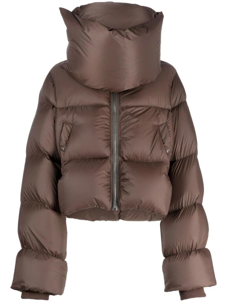 Rick Owens funnel-neck padded down jacket - Brown Cover