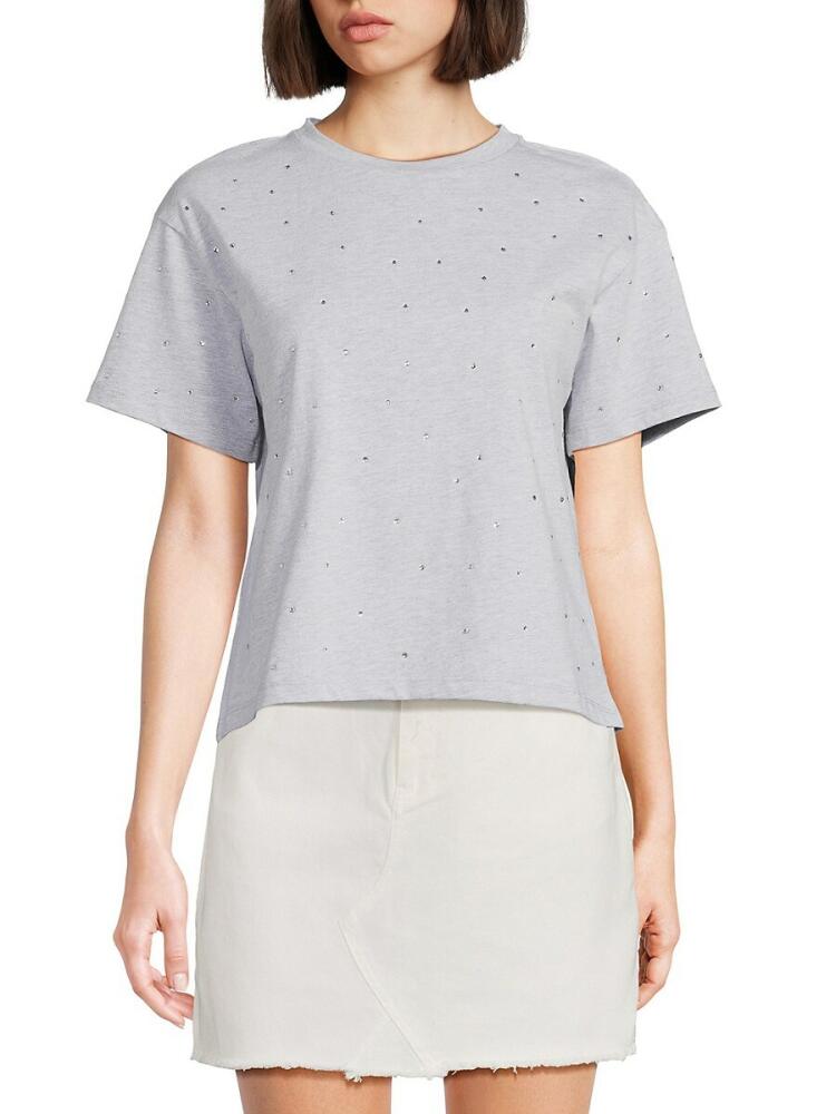 Lea & Viola Women's Heathered Rhinestone Tee - Grey Cover