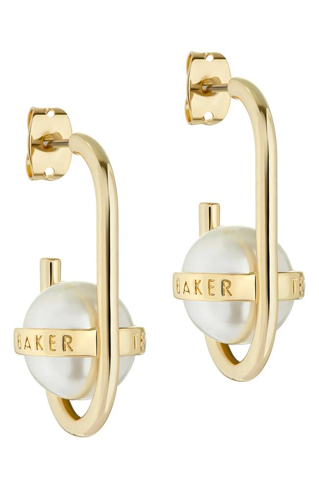 Ted Baker London Perrita Imitation Pearl Hoop Earrings in Gold Tone/Pearl Cover