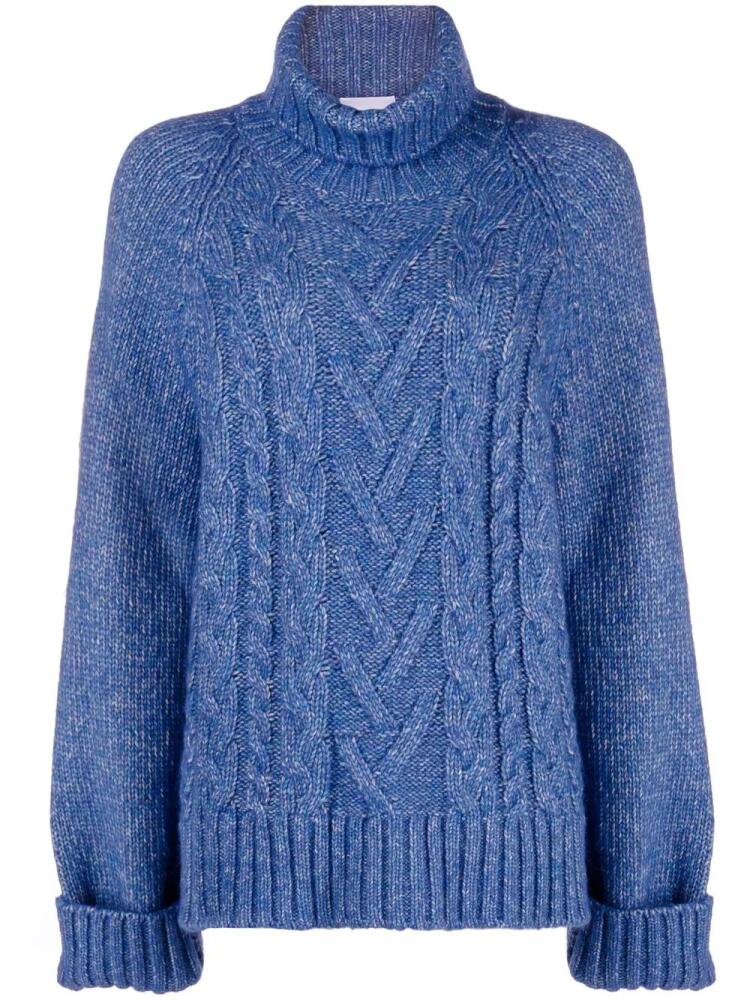 GANNI oversized cable-knit jumper - Blue Cover