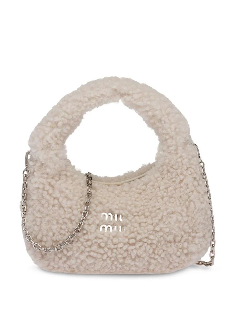 Miu Miu mini Wander shearling shoulder bag - Neutrals Cover