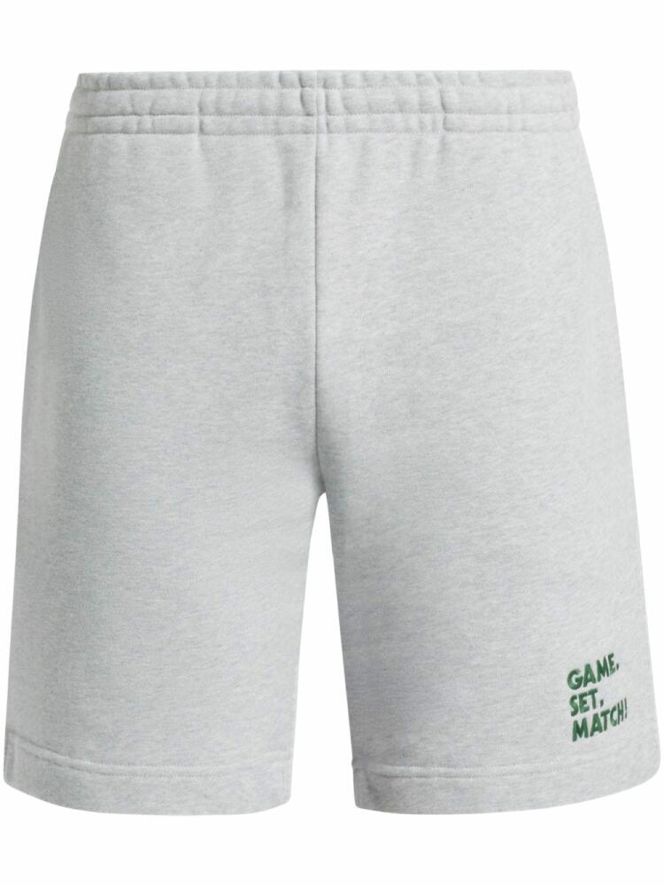 Lacoste slogan-embroidered cotton track shorts - Grey Cover