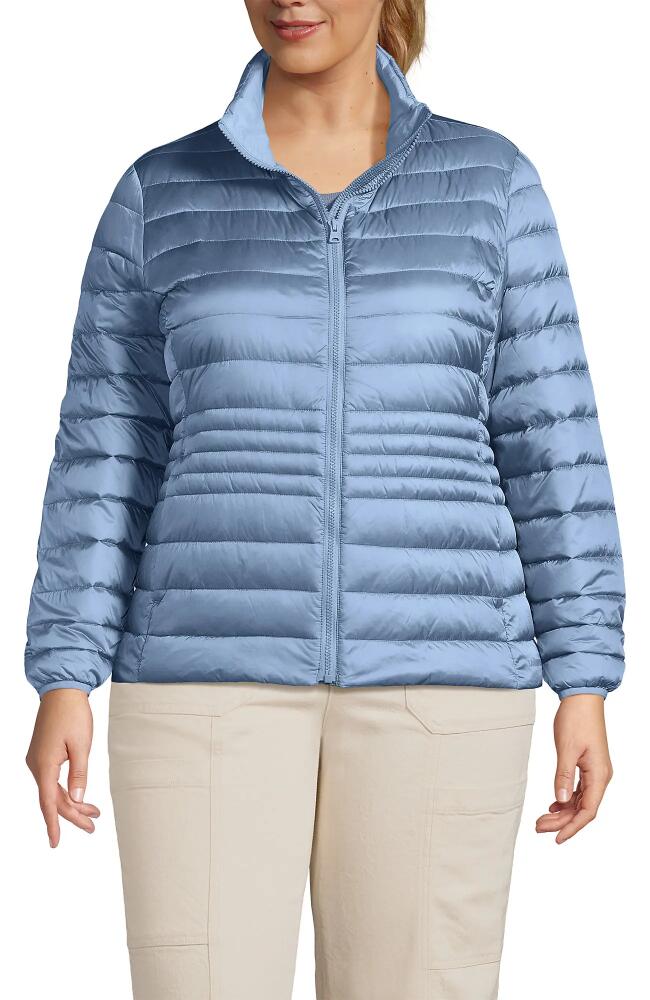 Lands' End Plus Size Wanderweight Ultralight Packable Down Jacket in Light Cornflower Shine Cover