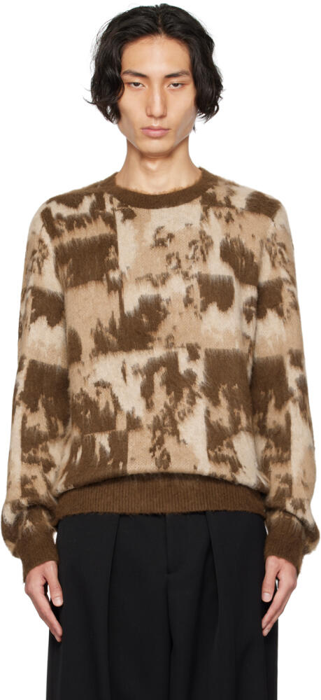 Helmut Lang Tan Jacquard Sweater Cover