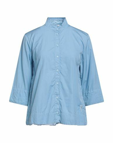 European Culture Woman Shirt Sky blue Cotton, Elastane Cover