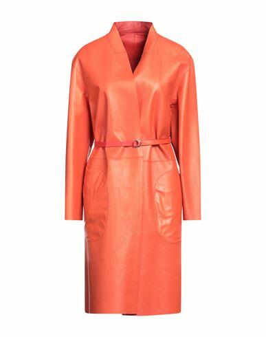 Desa 1972 Woman Overcoat & Trench Coat Orange Soft Leather Cover