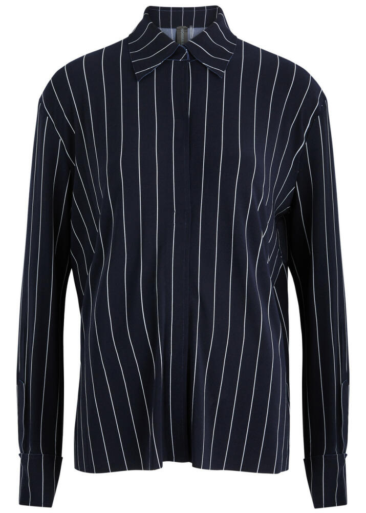 Norma Kamali Striped Stretch-jersey Shirt - Navy Cover