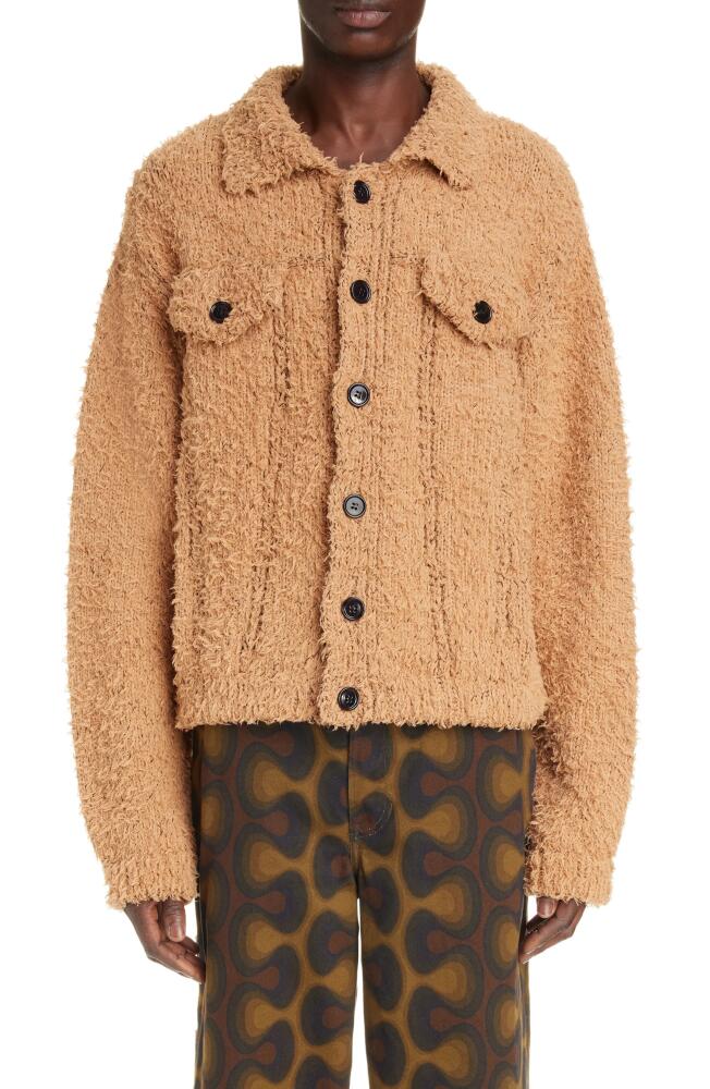 Dries Van Noten Misto Fluffy Sweater Jacket in Camel Cover